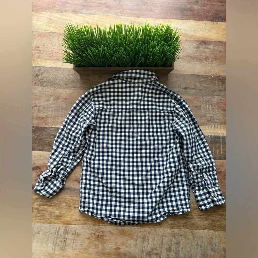 Carters Boys Size 4T Blue Plaid Button Down